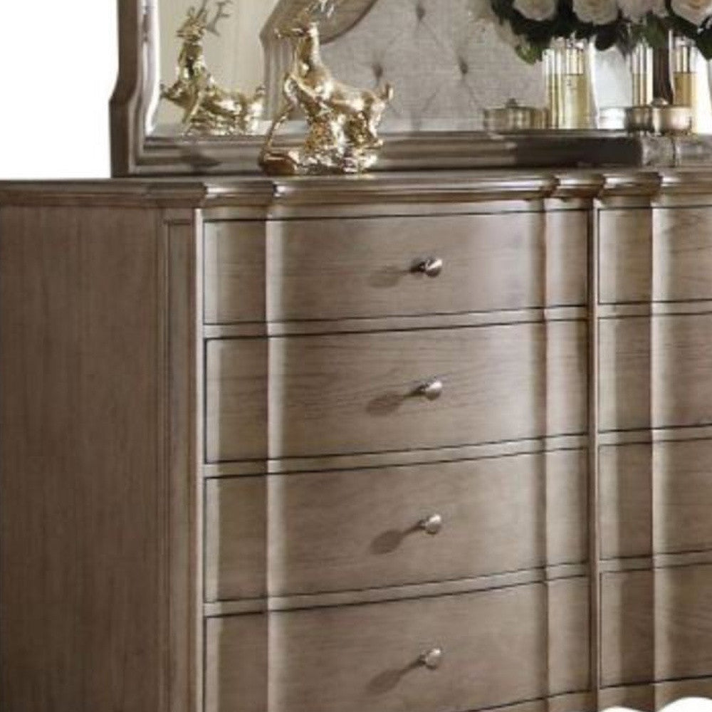 64" Taupe Solid and Manufactured Wood Eight Drawer Double Dresser-Dressers-DECOROLALA