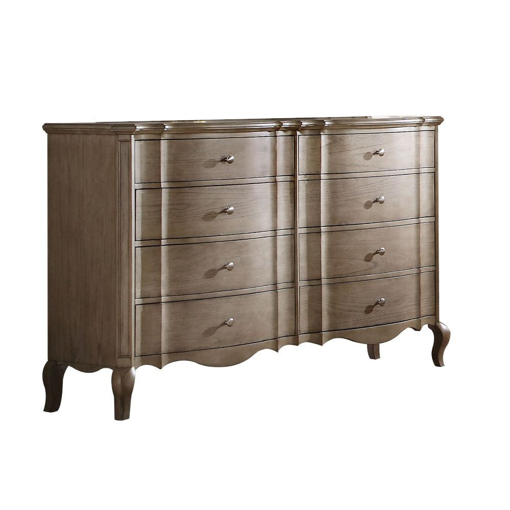 64" Taupe Solid and Manufactured Wood Eight Drawer Double Dresser-Dressers-DECOROLALA