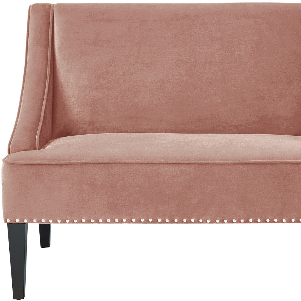 45" Blush And Brown Upholstered Velvet Bench-Benches-DECOROLALA