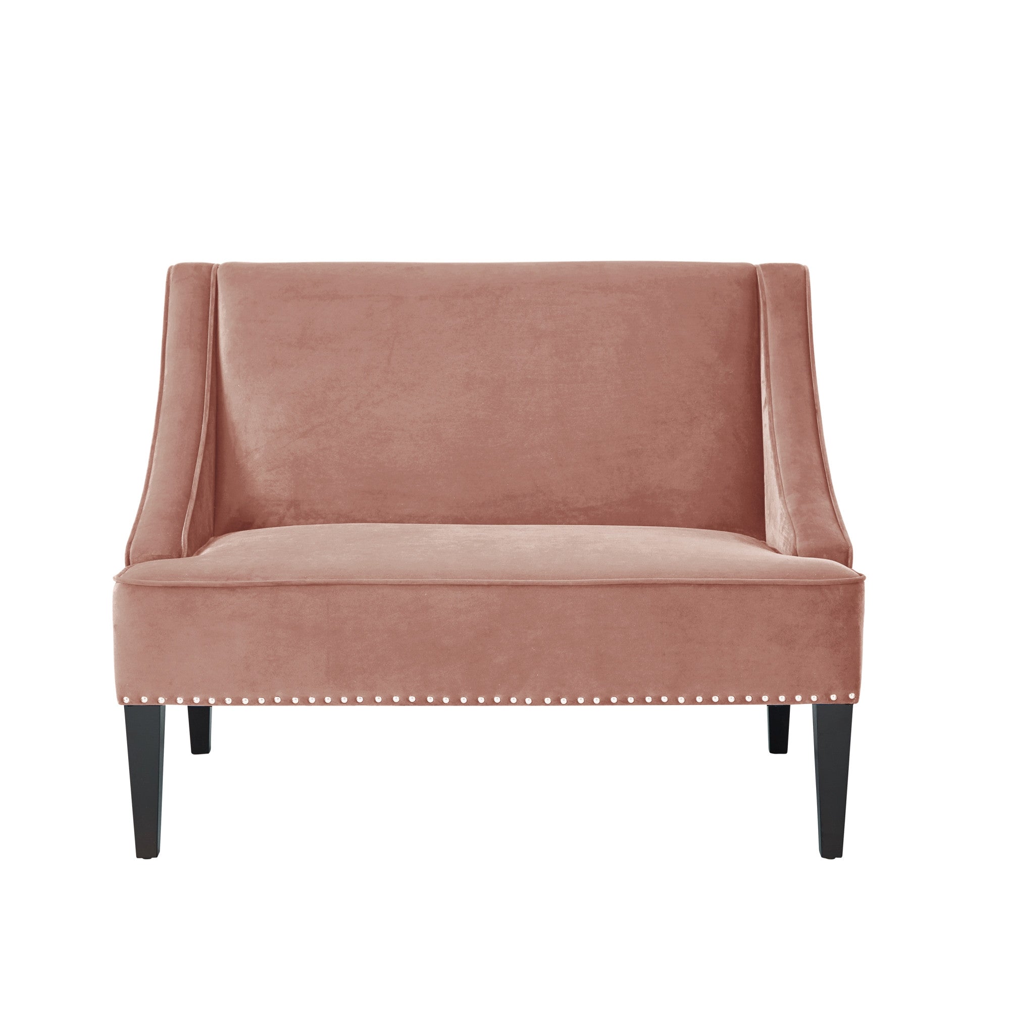 45" Blush And Brown Upholstered Velvet Bench-Benches-DECOROLALA