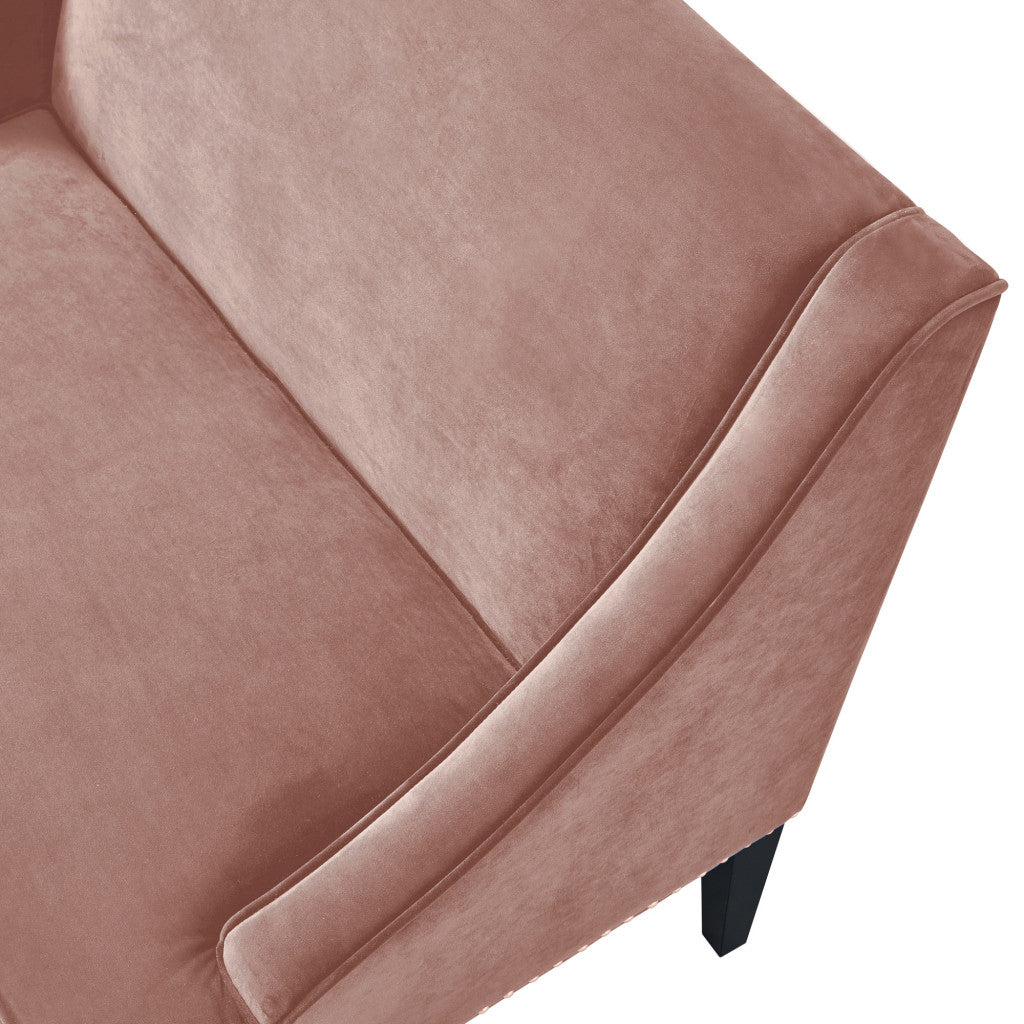 45" Blush And Brown Upholstered Velvet Bench-Benches-DECOROLALA