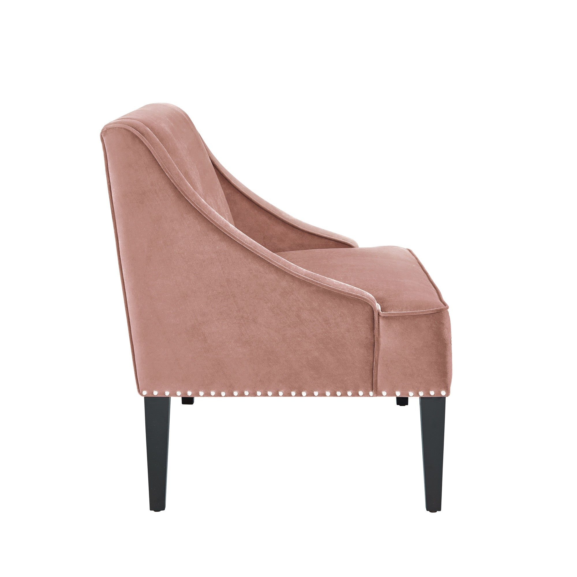 45" Blush And Brown Upholstered Velvet Bench-Benches-DECOROLALA