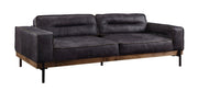96" Ebony Top Grain Leather Sofa With Black Legs-0