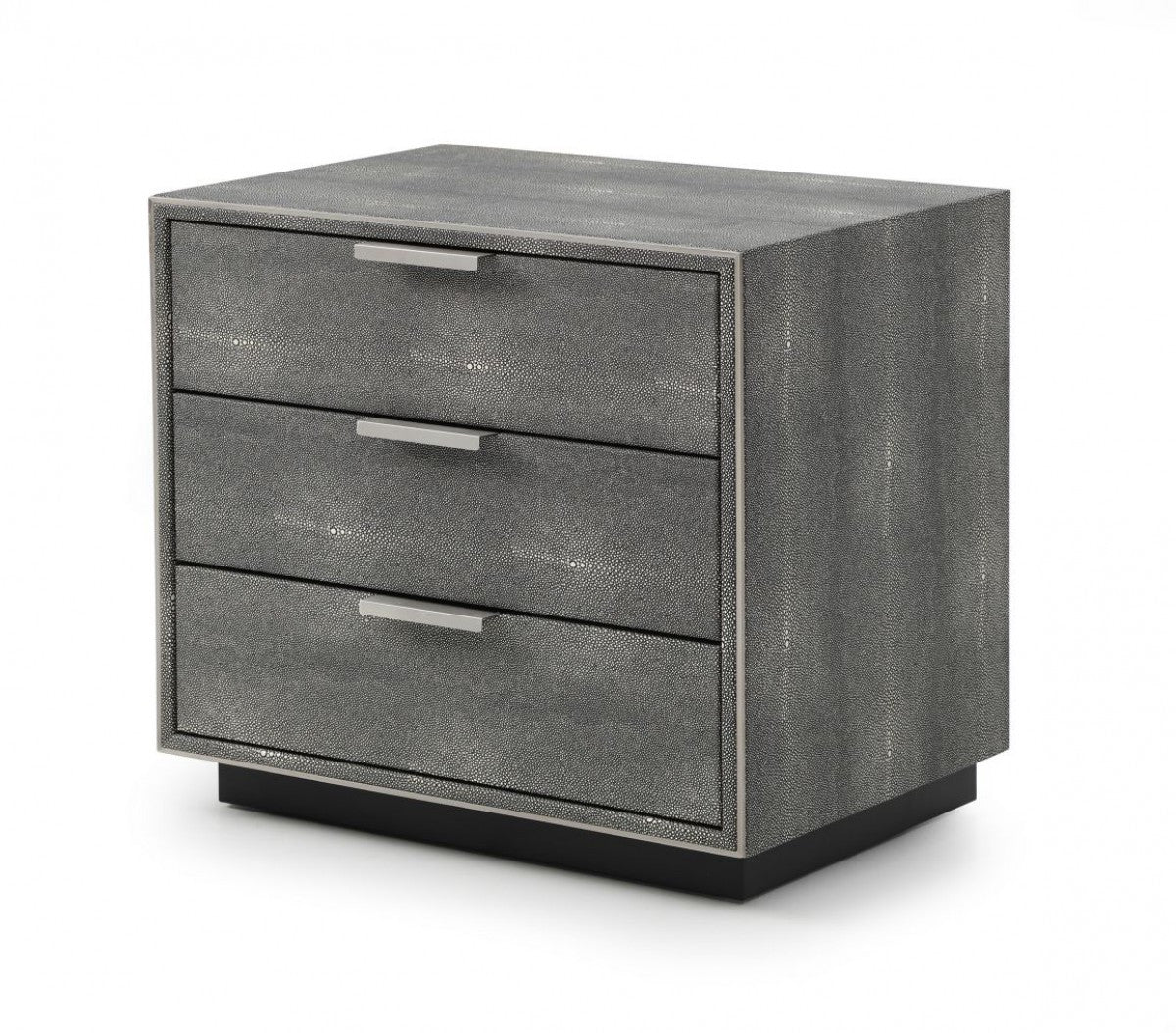 22" Gray Solid and Manufactured Wood Shagreen Three Drawer Nightstand-Nightstands & Bedside Tables-DECOROLALA