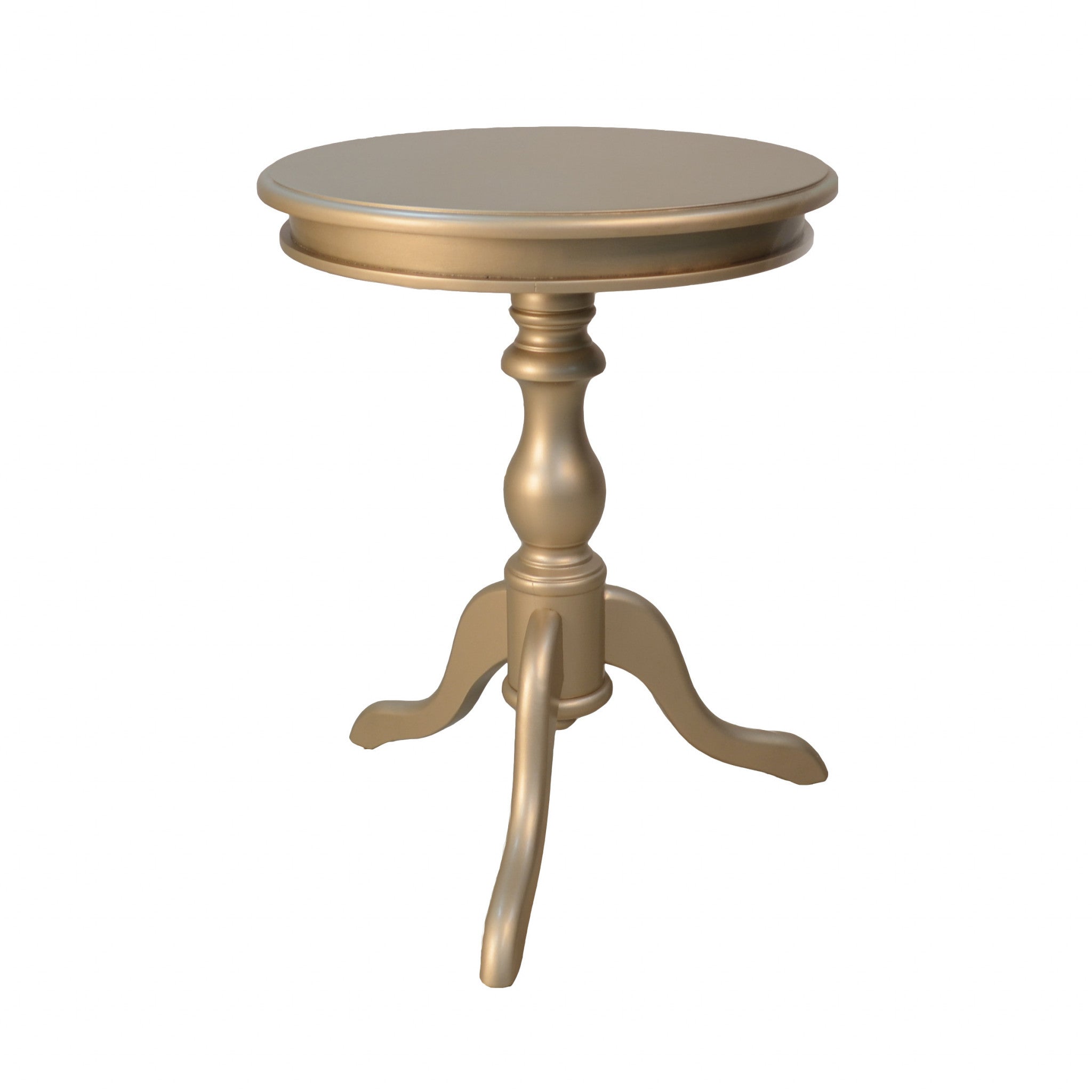 25" Champagne Wood Round End Table-End-Side Tables-DECOROLALA