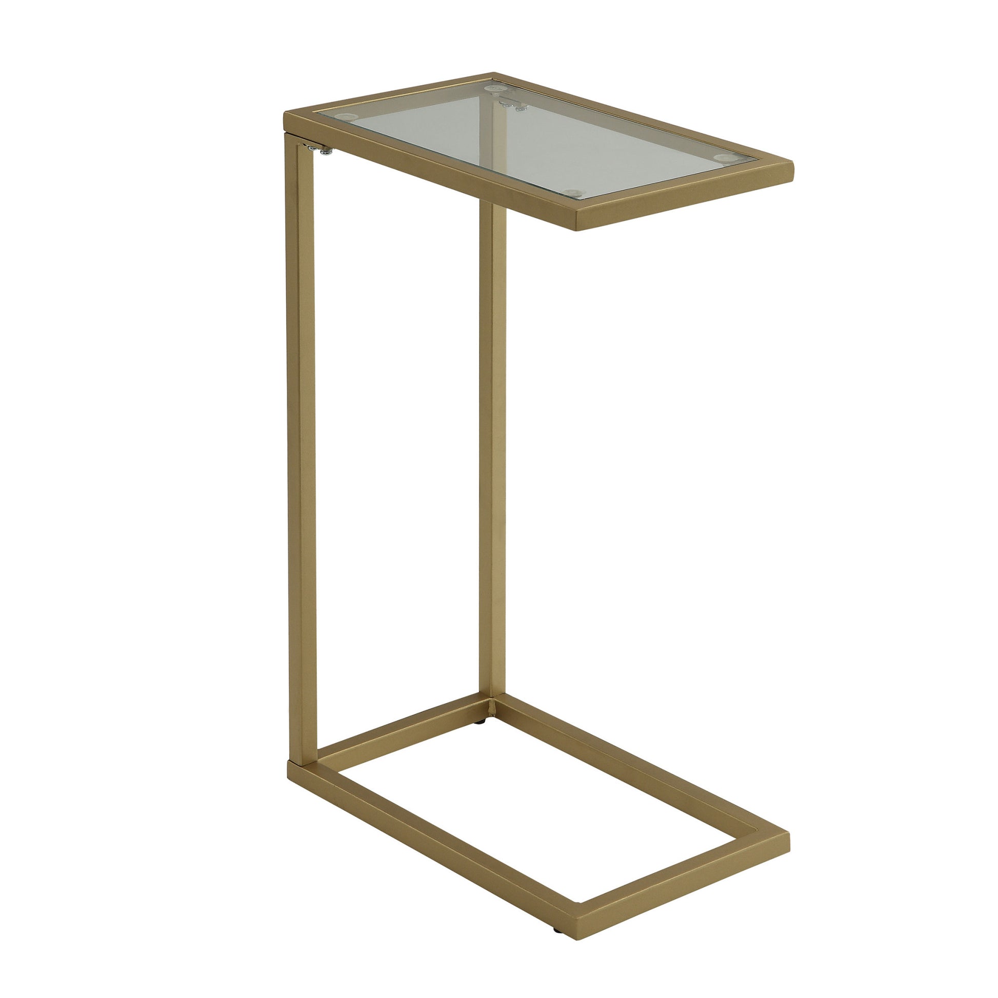 26" Gold And Clear Glass Rectangular End Table-End-Side Tables-DECOROLALA