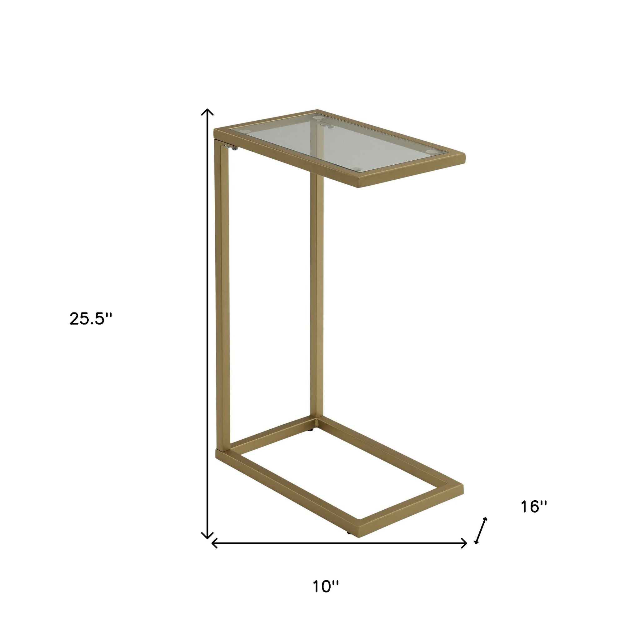 26" Gold And Clear Glass Rectangular End Table-End-Side Tables-DECOROLALA