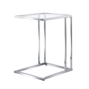 25" Chrome And Clear Glass Square End Table-End-Side Tables-DECOROLALA