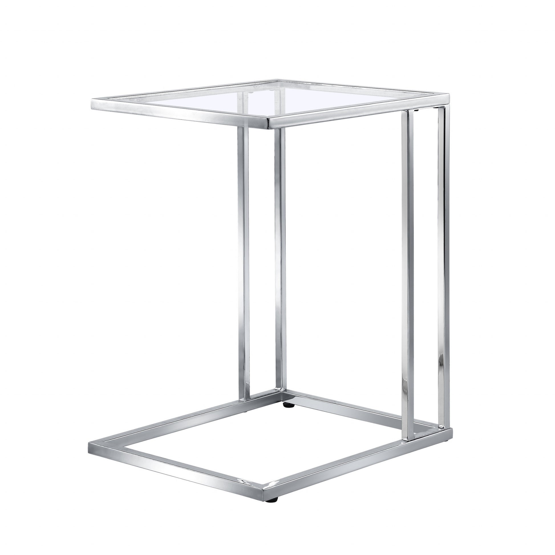 25" Chrome And Clear Glass Square End Table-End-Side Tables-DECOROLALA