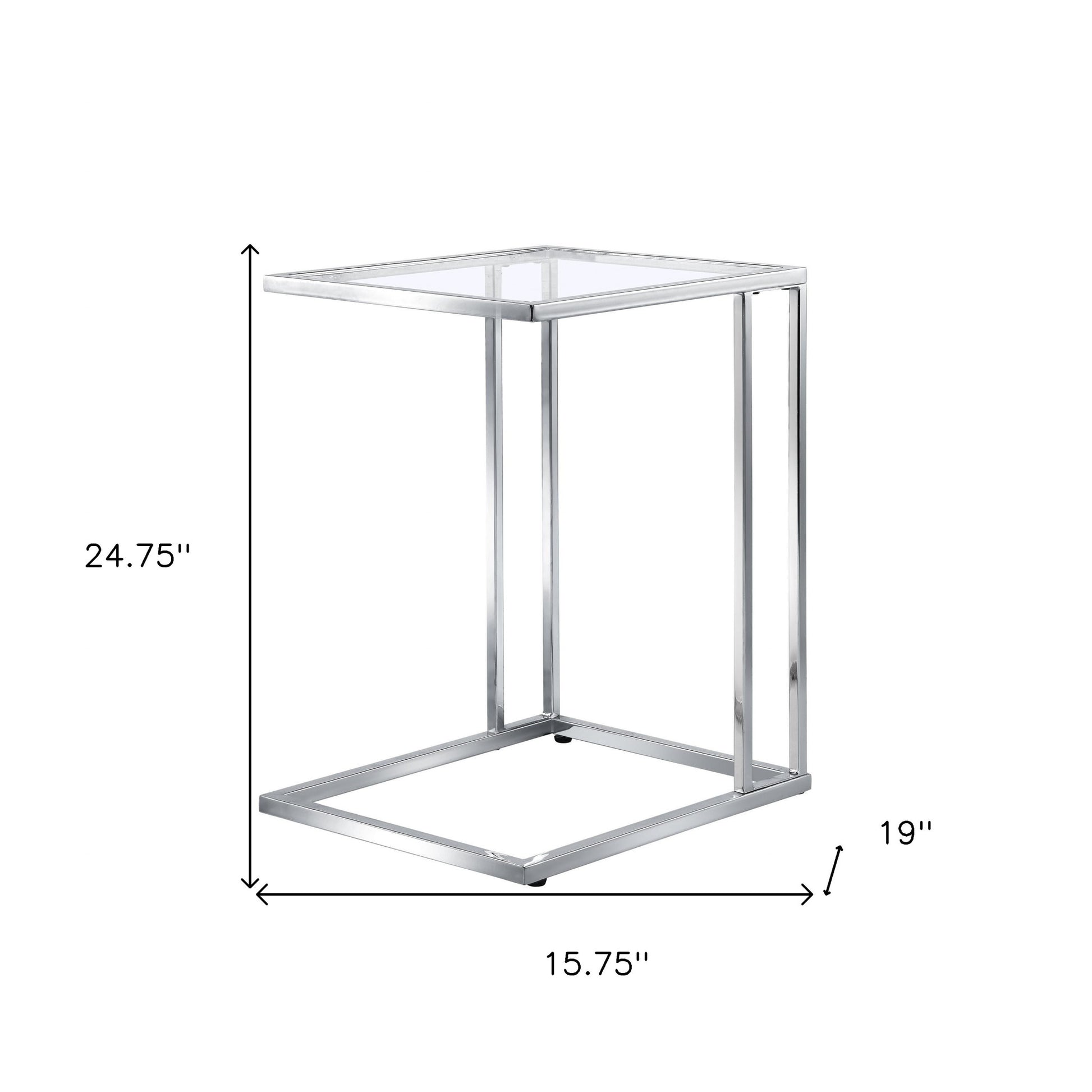25" Chrome And Clear Glass Square End Table-End-Side Tables-DECOROLALA