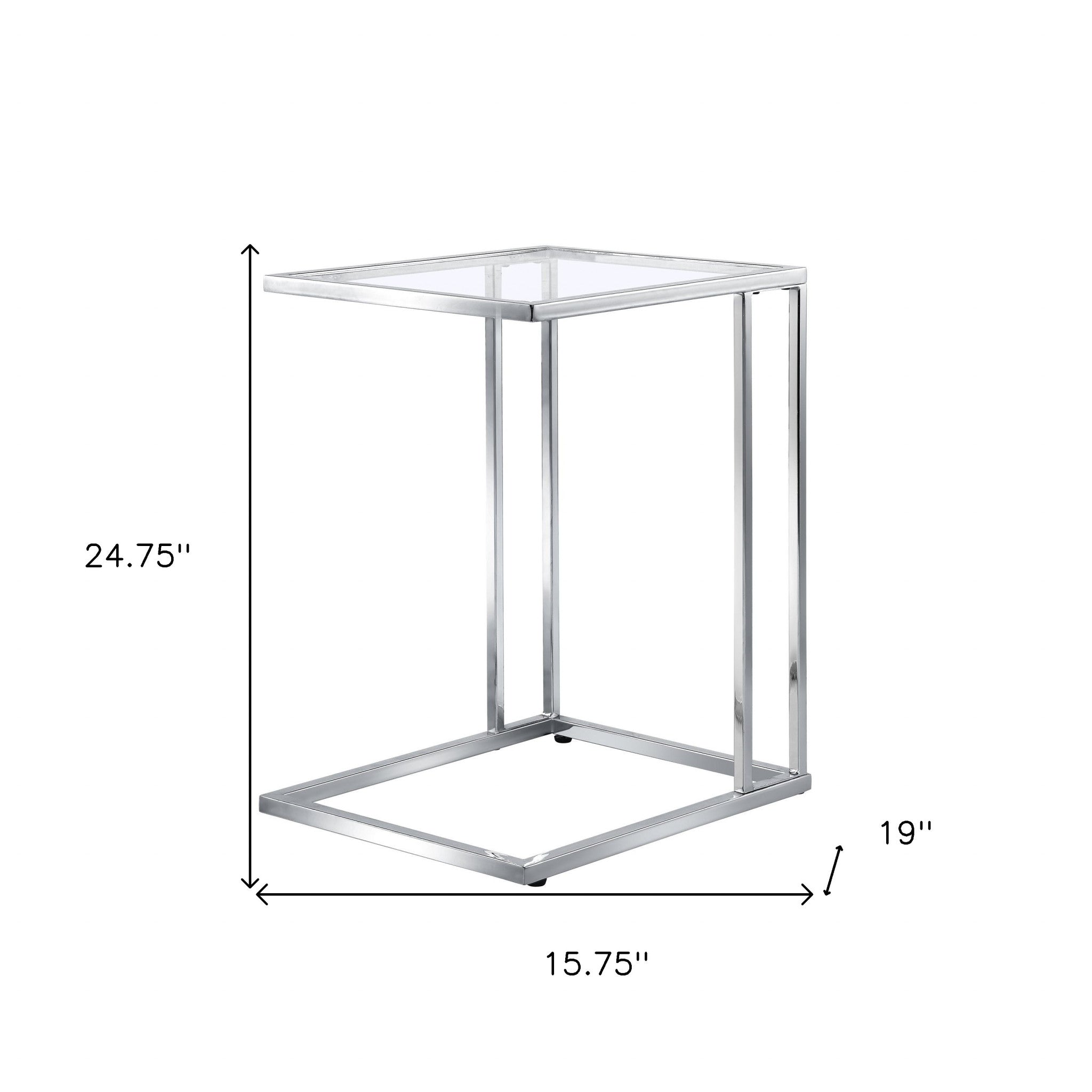 25" Chrome And Clear Glass Square End Table-End-Side Tables-DECOROLALA