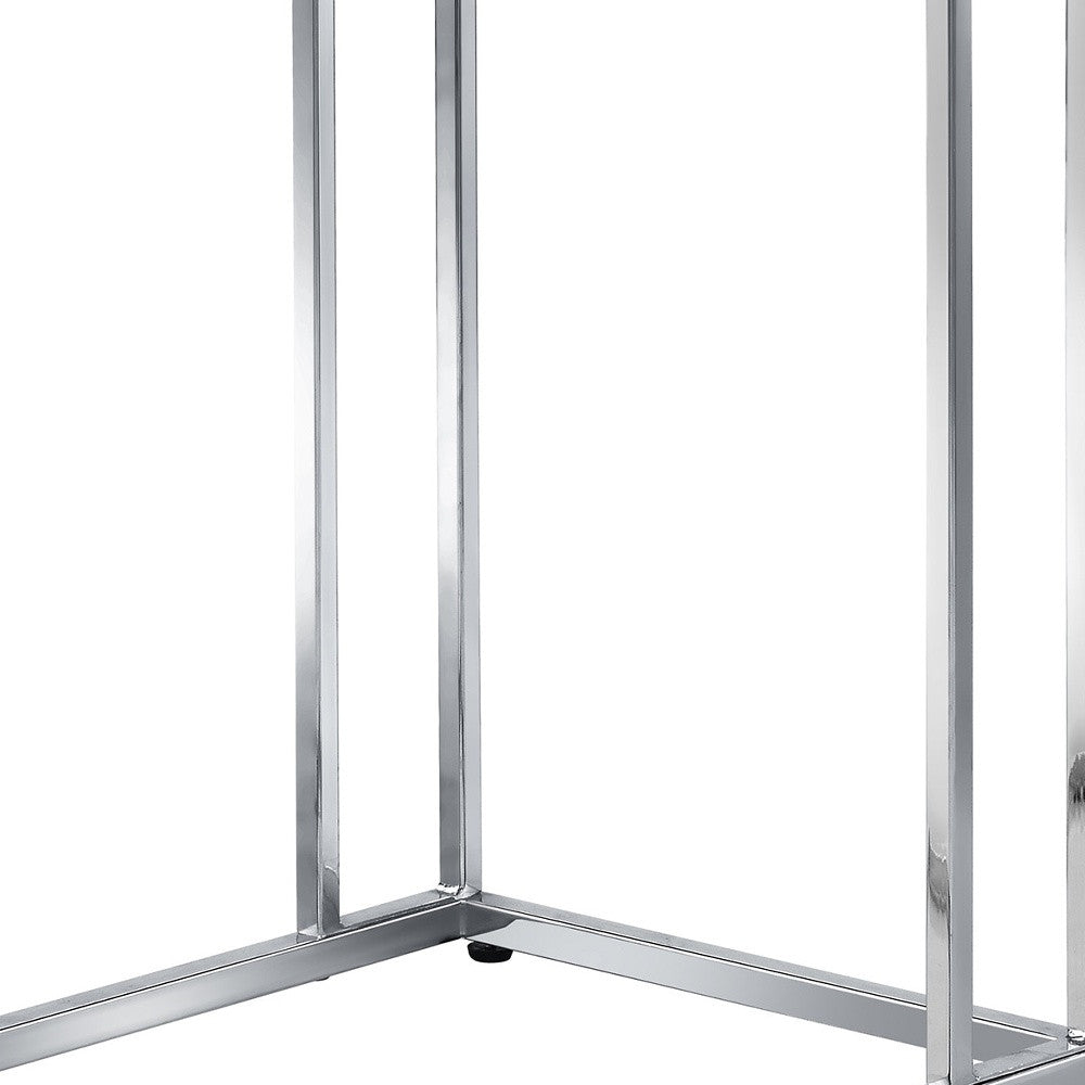 25" Chrome And Clear Glass Square End Table-End-Side Tables-DECOROLALA