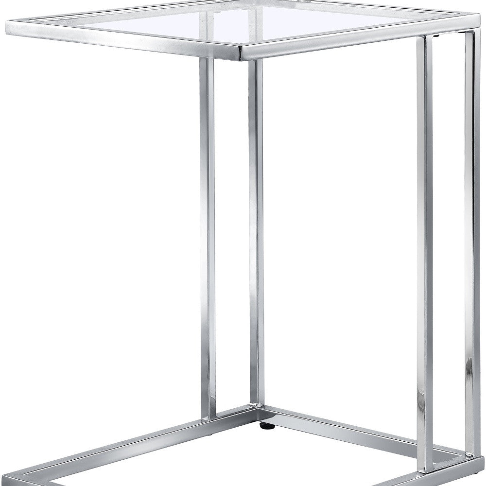 25" Chrome And Clear Glass Square End Table-End-Side Tables-DECOROLALA