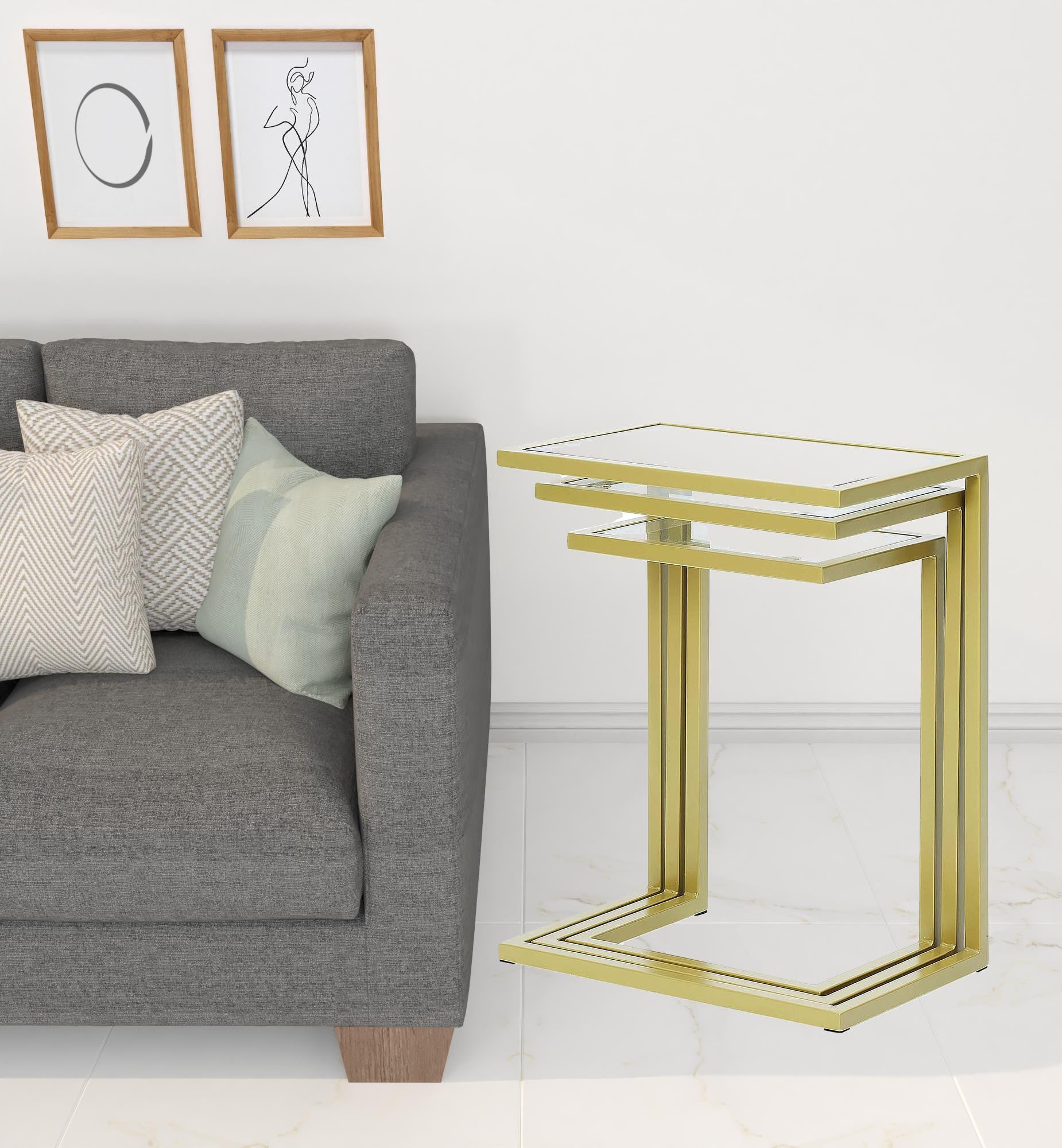24" Chrome Glass Rectangular End Table-End-Side Tables-DECOROLALA