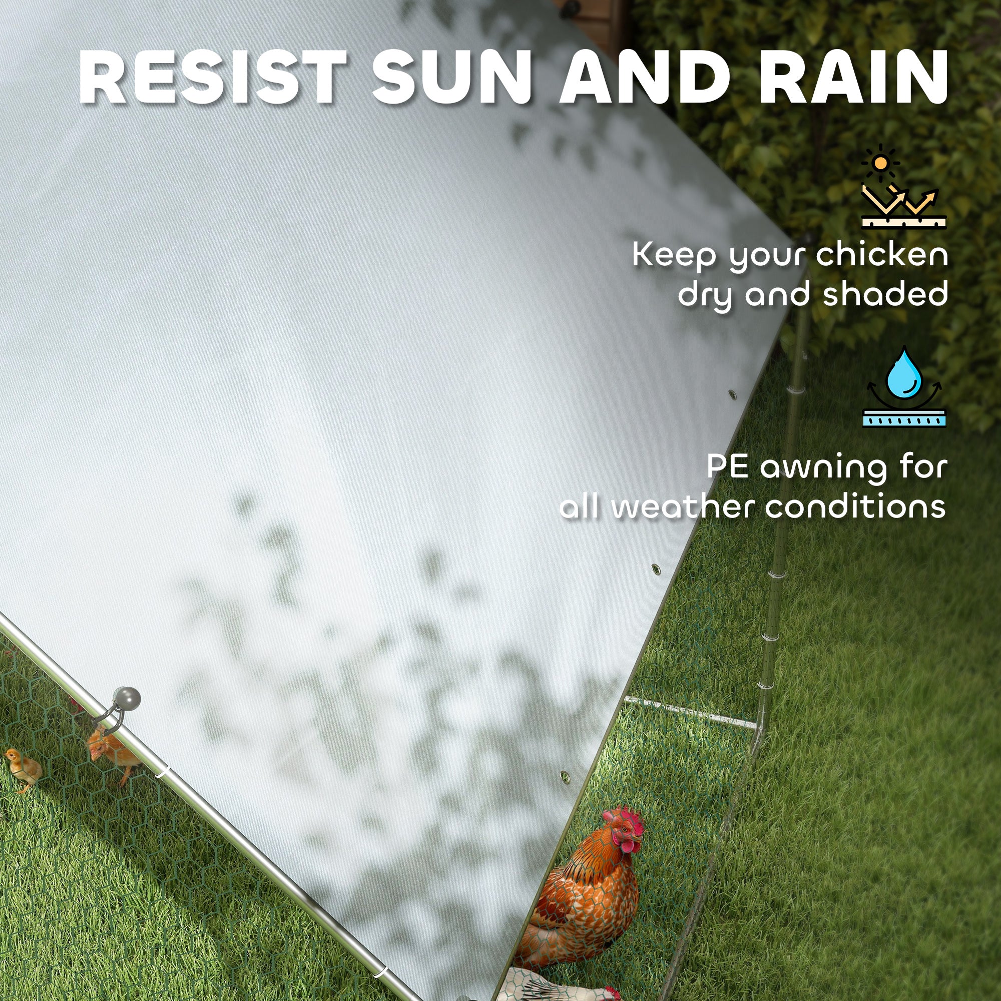 Metal Chicken Coop with Water- and UV-Protection Cover for Backyard Hen, Duck, Rabbit, 6.6' x 6.6' x 6.6'