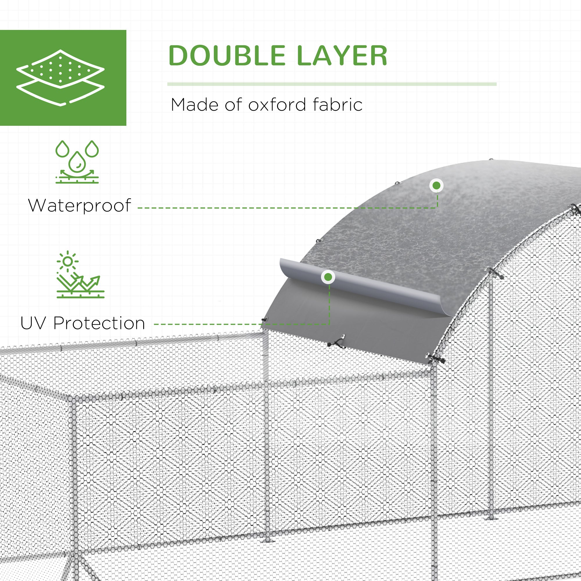 21.7' x 6.2' Metal Chicken Run with Waterproof and Anti-UV Cover