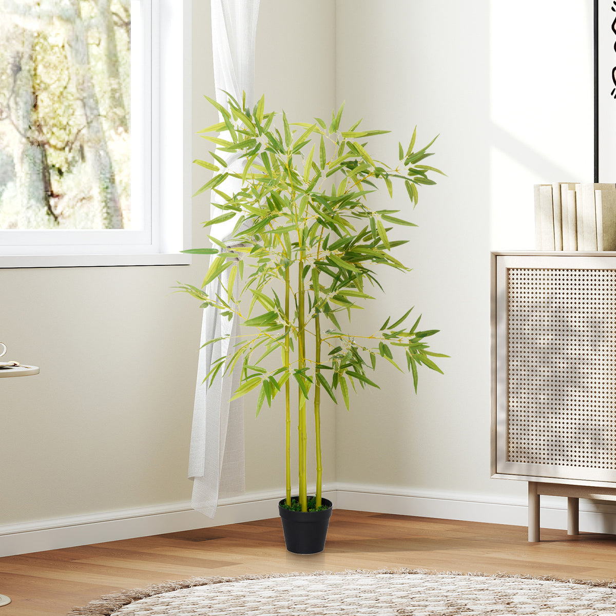 4FT Artificial Bamboo Tree Faux Decorative Plant in Nursery Pot for Indoor D√©cor-Artificial Trees-DECOROLALA