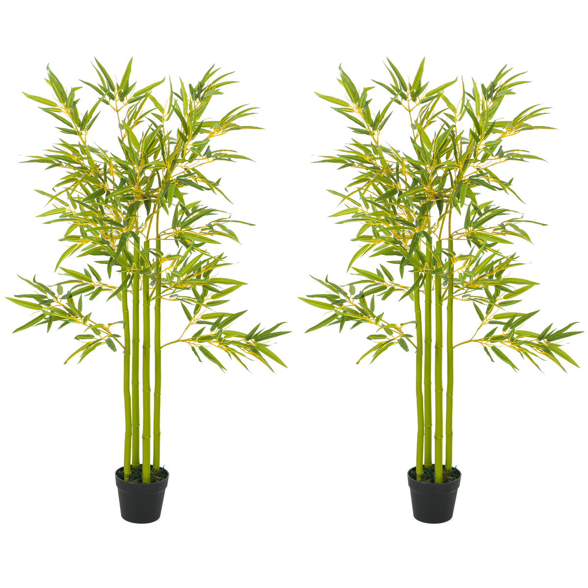4FT Artificial Bamboo Tree Set of 2, Faux Decorative Plant in Nursery Pot for Indoor Decor-Artificial Trees-DECOROLALA