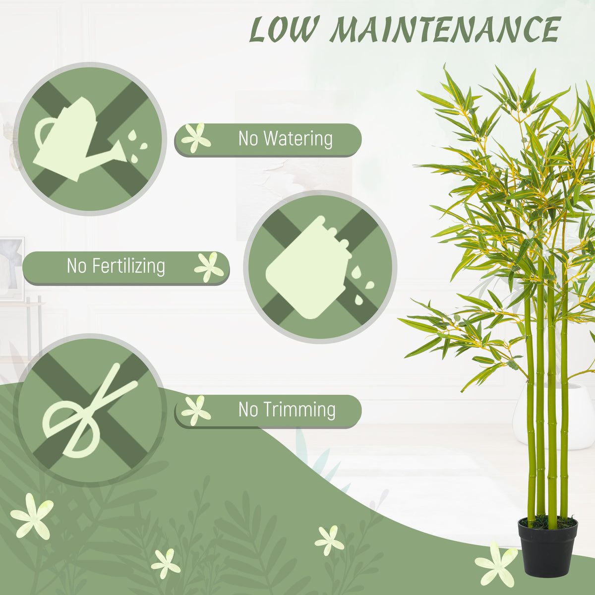 4FT Artificial Bamboo Tree Set of 2, Faux Decorative Plant in Nursery Pot for Indoor Decor-Artificial Trees-DECOROLALA