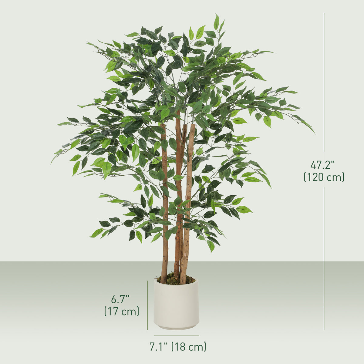 4FT Artificial Banyan Tree Set of 2, Fake Potted Tree with Solid Wood Trunk and Pot for Indoor-Artificial Trees-DECOROLALA