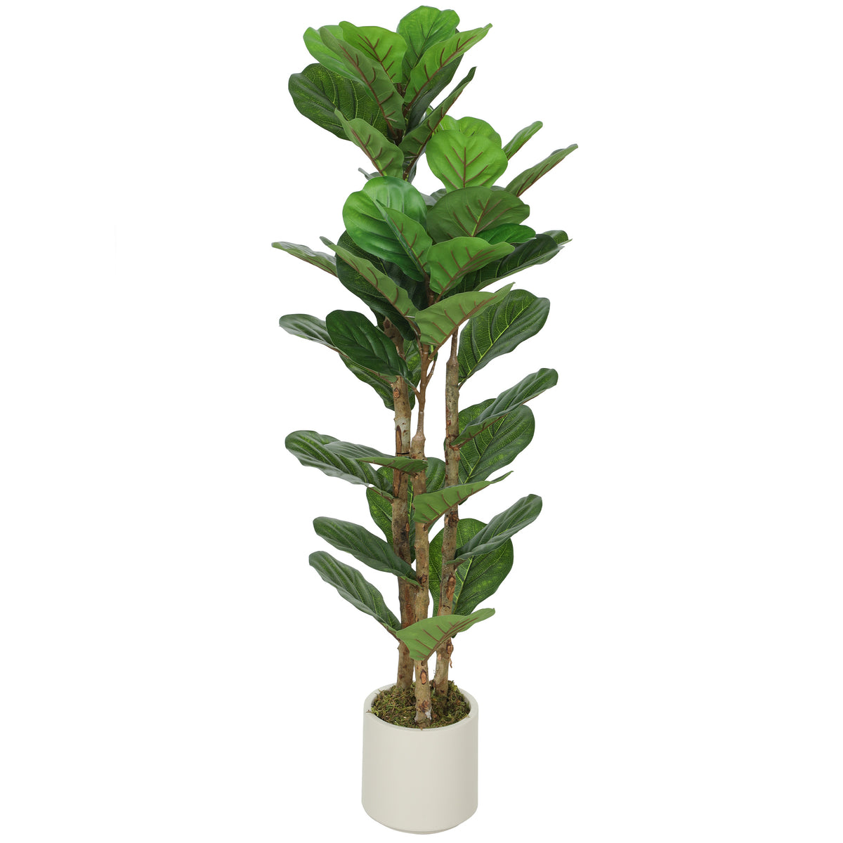 4FT Artificial Fiddle Leaf Fig Tree, Fake Potted Tree with Solid Wood Trunks and Lifelike Leaves for Indoor Decor, Green-Artificial Trees-DECOROLALA