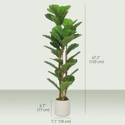 4FT Artificial Fiddle Leaf Fig Tree, Fake Potted Tree with Solid Wood Trunks and Lifelike Leaves for Indoor Decor, Green-Artificial Trees-DECOROLALA