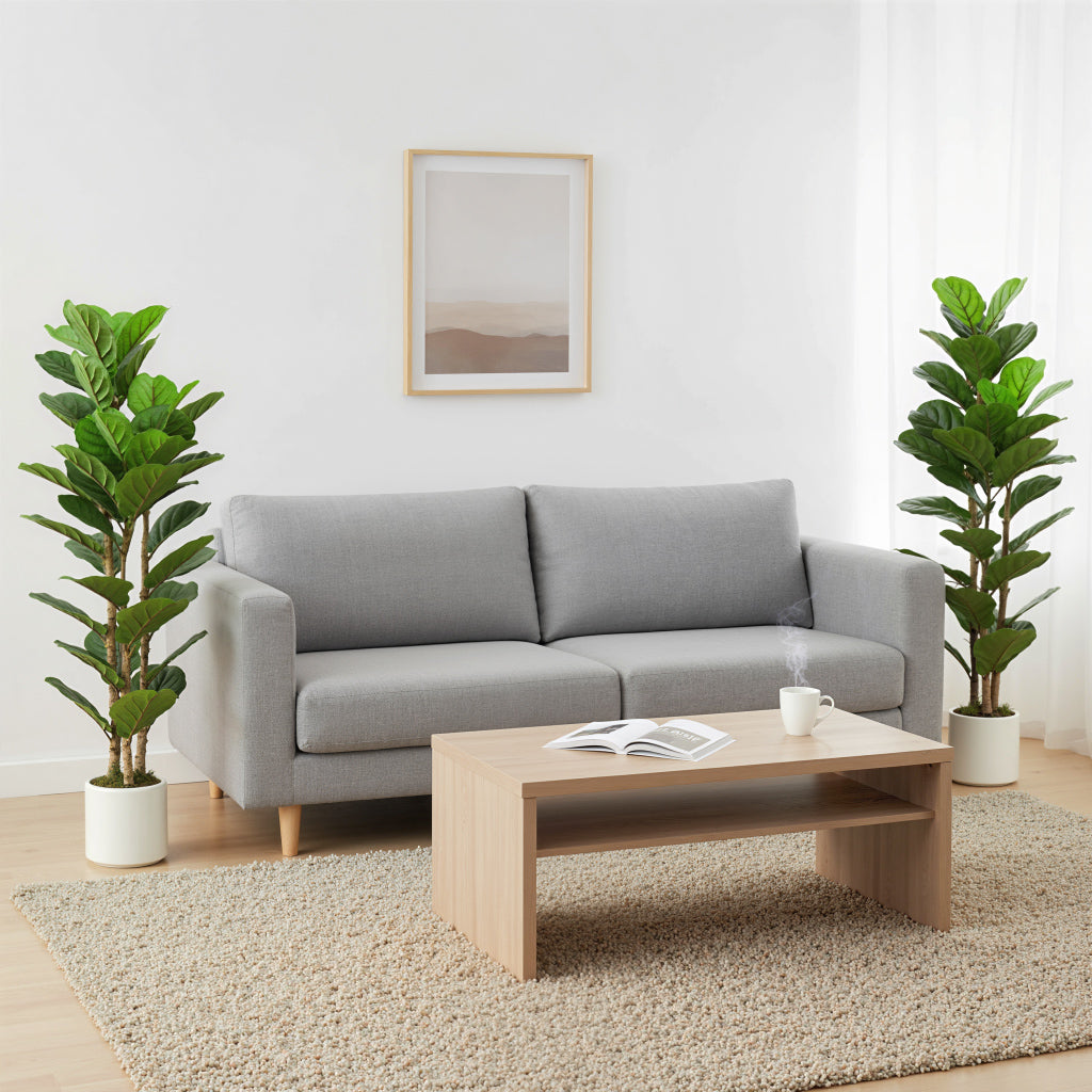 4FT Artificial Fiddle Leaf Fig Tree Set of 2, Fake Potted Tree with Solid Wood Trunks for Indoor Decor, Green-Artificial Trees-DECOROLALA