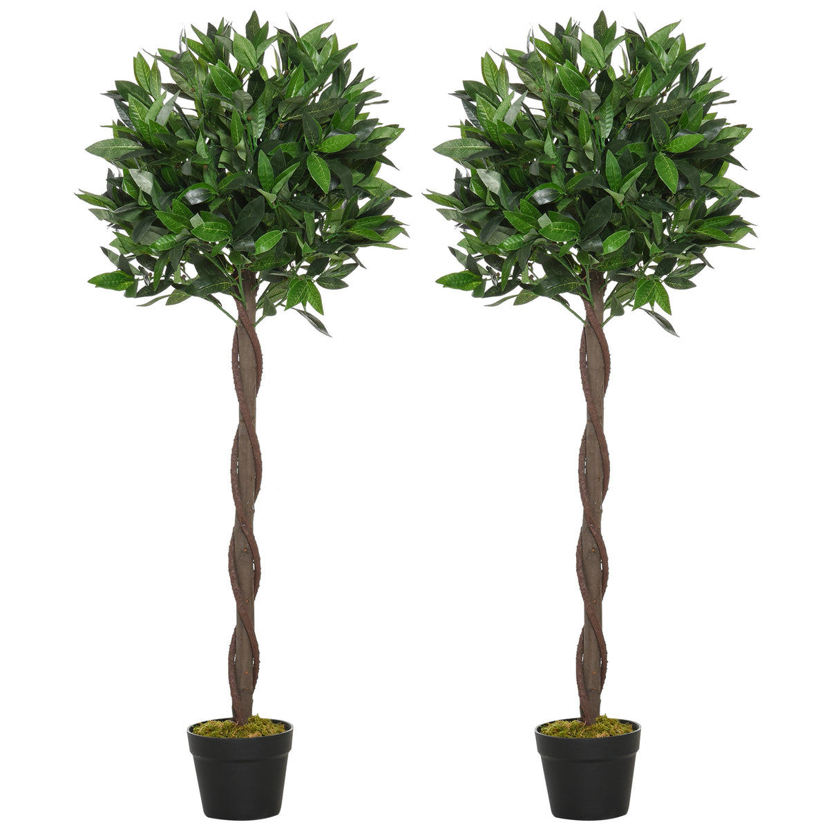4FT Artificial Laurel Tree Set of 2, Lifelike Fake Plant with 564 Leaves, Potted Fake Plant for Home Office Decor, Green-Artificial Trees-DECOROLALA