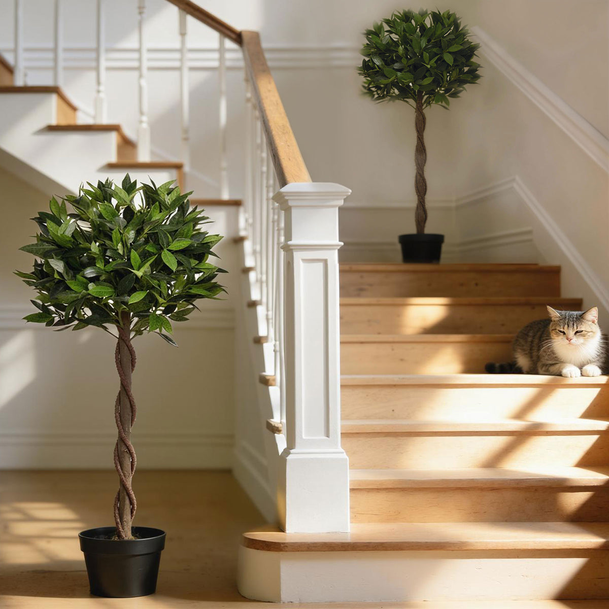 4FT Artificial Laurel Tree Set of 2, Lifelike Fake Plant with 564 Leaves, Potted Fake Plant for Home Office Decor, Green-Artificial Trees-DECOROLALA