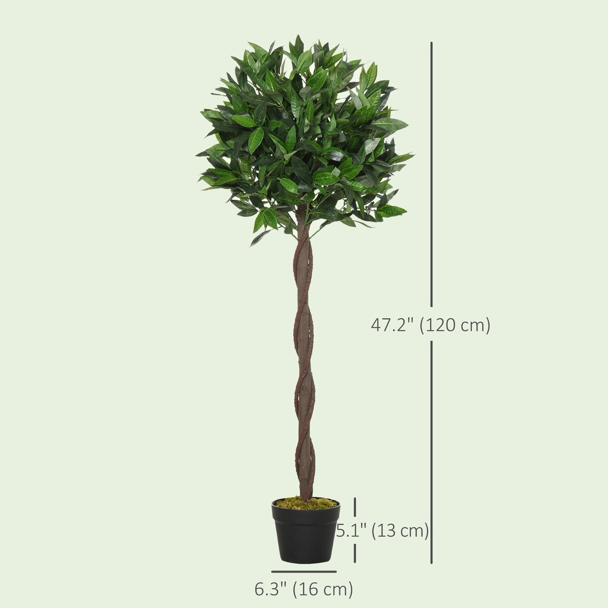 4FT Artificial Laurel Tree Set of 2, Lifelike Fake Plant with 564 Leaves, Potted Fake Plant for Home Office Decor, Green-Artificial Trees-DECOROLALA