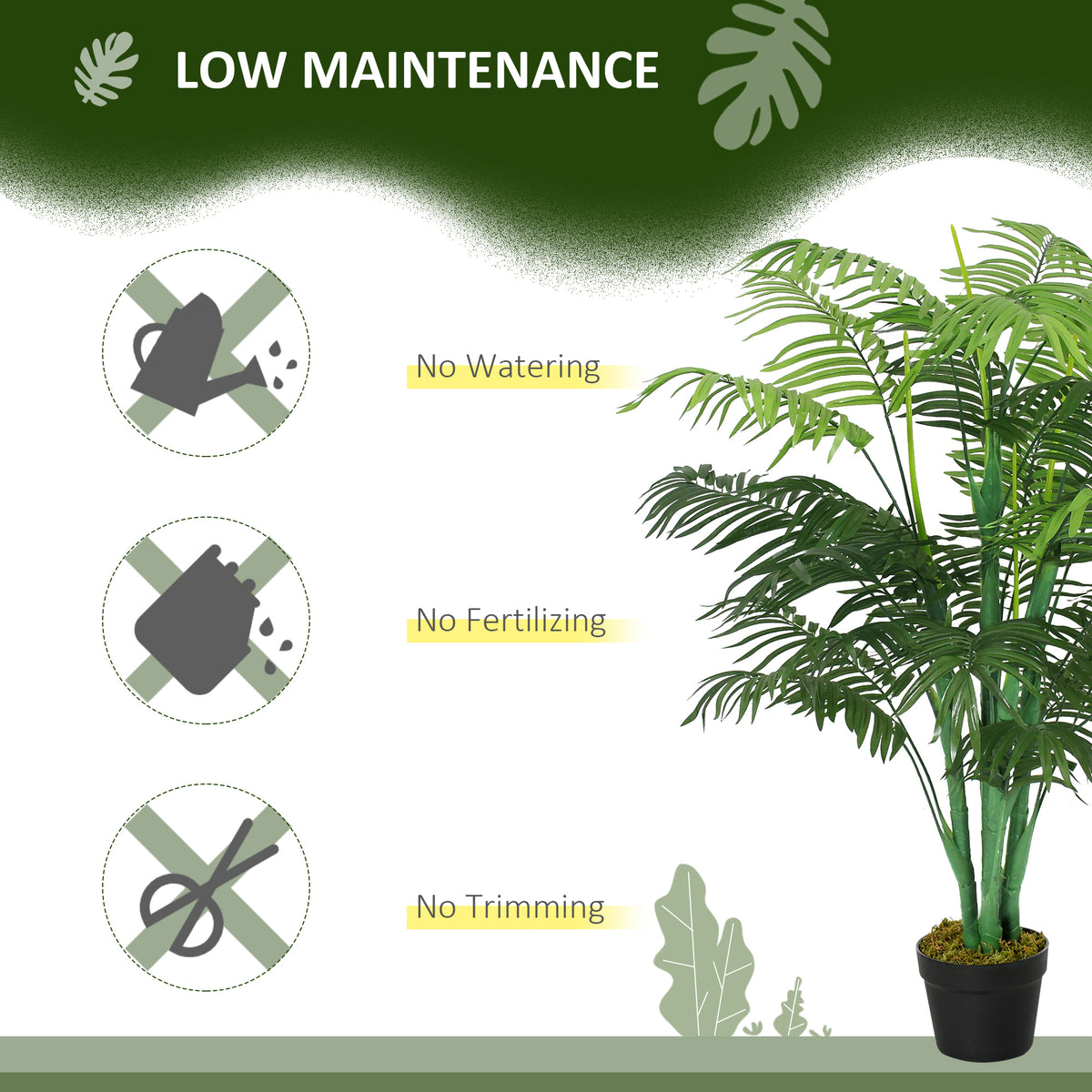 4FT Artificial Palm Tree, Fake Tropical Tree with Lifelike Leaves, Faux Plant in Pot for Indoor Decoration, Green-Artificial Trees-DECOROLALA