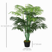 4FT Artificial Palm Tree, Fake Tropical Tree with Lifelike Leaves, Faux Plant in Pot for Indoor Decoration, Green-Artificial Trees-DECOROLALA
