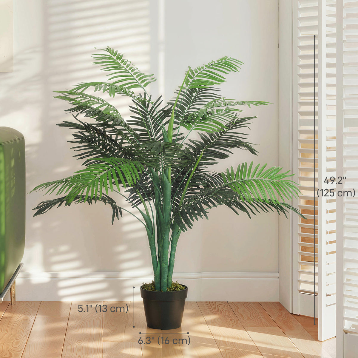 4FT Artificial Palm Tree Set of 2, Fake Tropical Tree with Lifelike Leaves, Faux Plant in Pot for Indoor Decoration, Green-Artificial Trees-DECOROLALA
