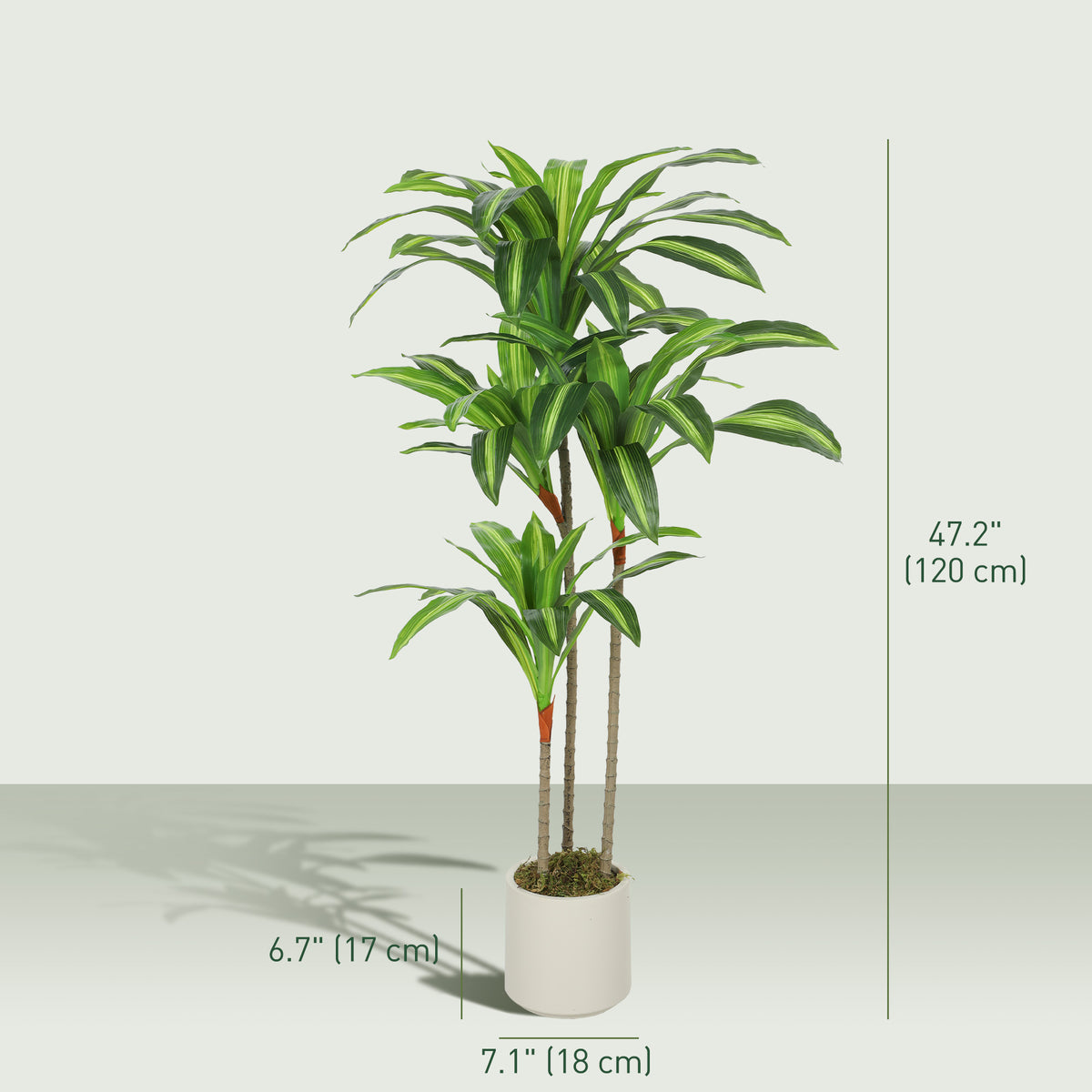 4FT Dracaena Fake Plant, Artificial Plant with Bendable Trunks for Home Office Decor, Green-Artificial Trees-DECOROLALA