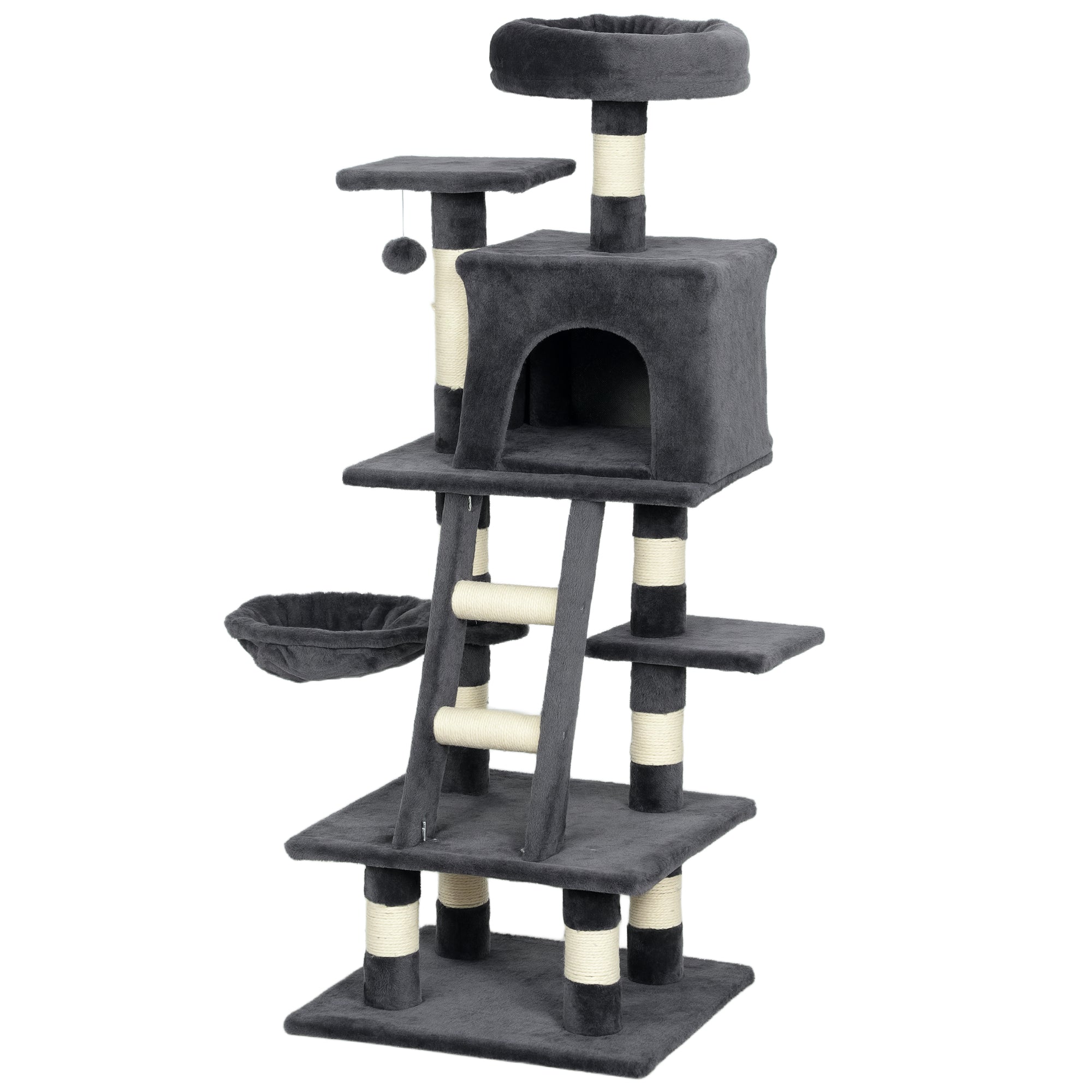 52 Inch Large Cat Tree for Indoor Cats, Dark Grey