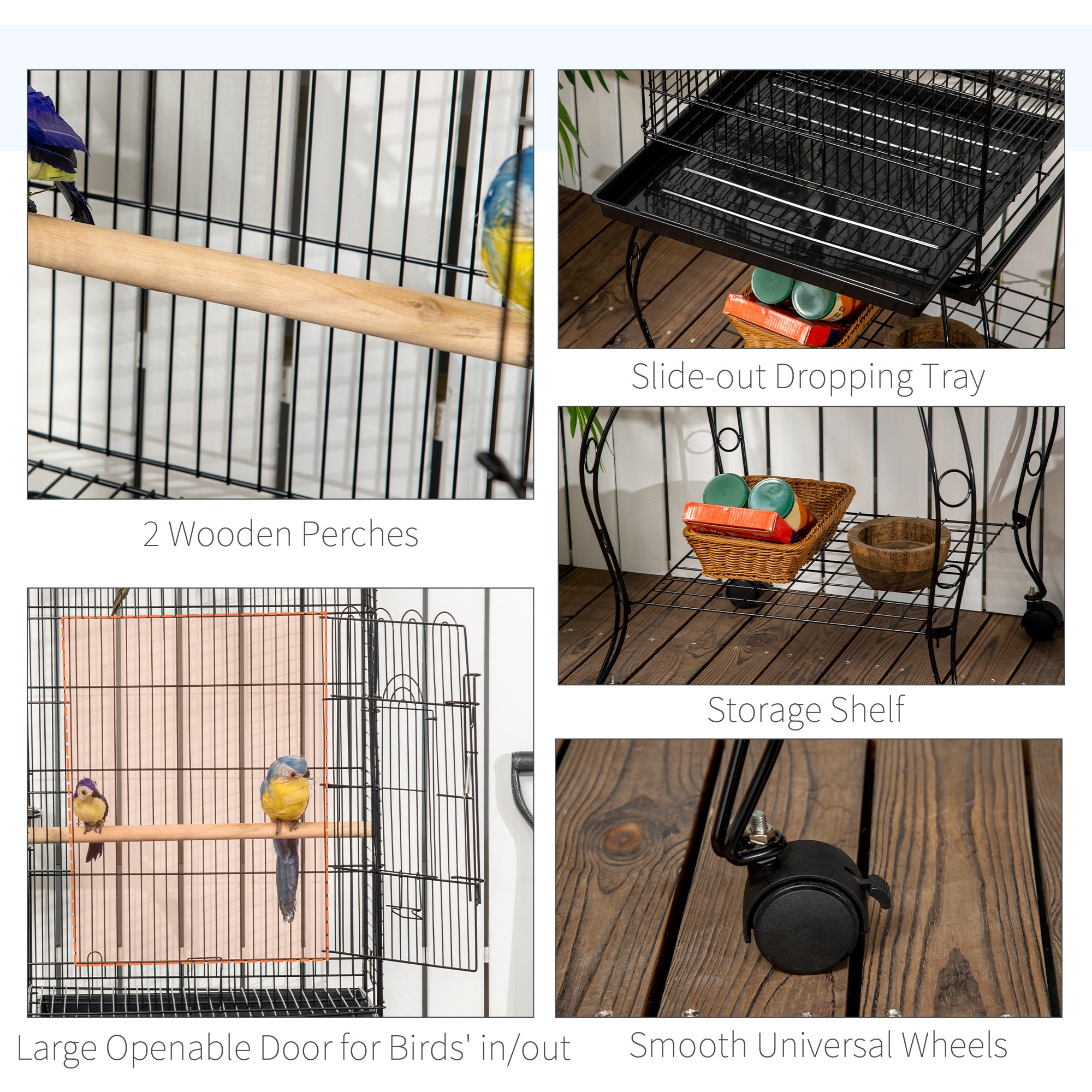 Grande cage à oiseaux de 60" avec toit ouvrable pour calopsitte et conure soleil