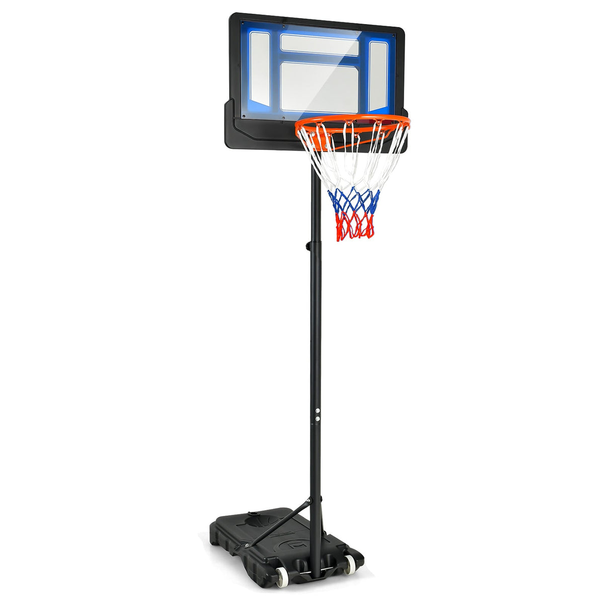 4.3-8.2 Feet Portable Basketball Hoop with Adjustable Height and Wheels-Blue-Sporting Goods-DECOROLALA