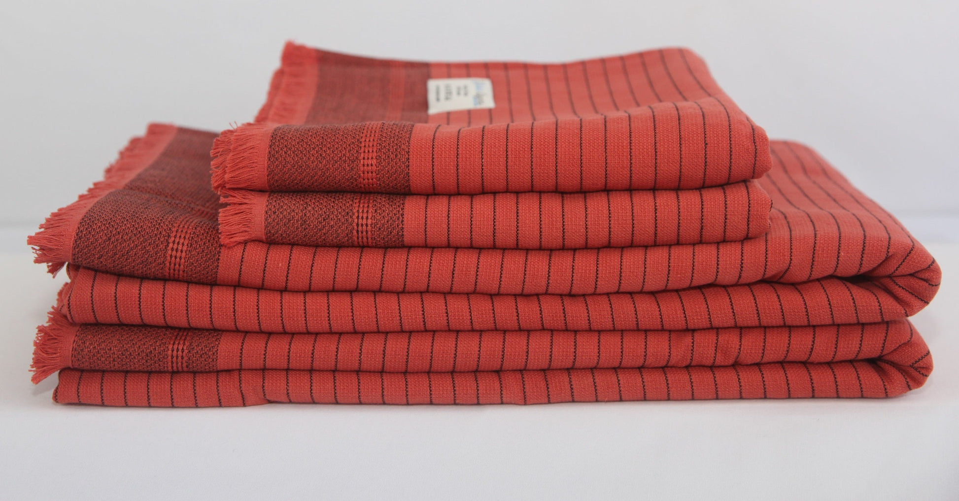 Del Mar Red Terry Turkish Towel Set-Terry Towel-DECOROLALA