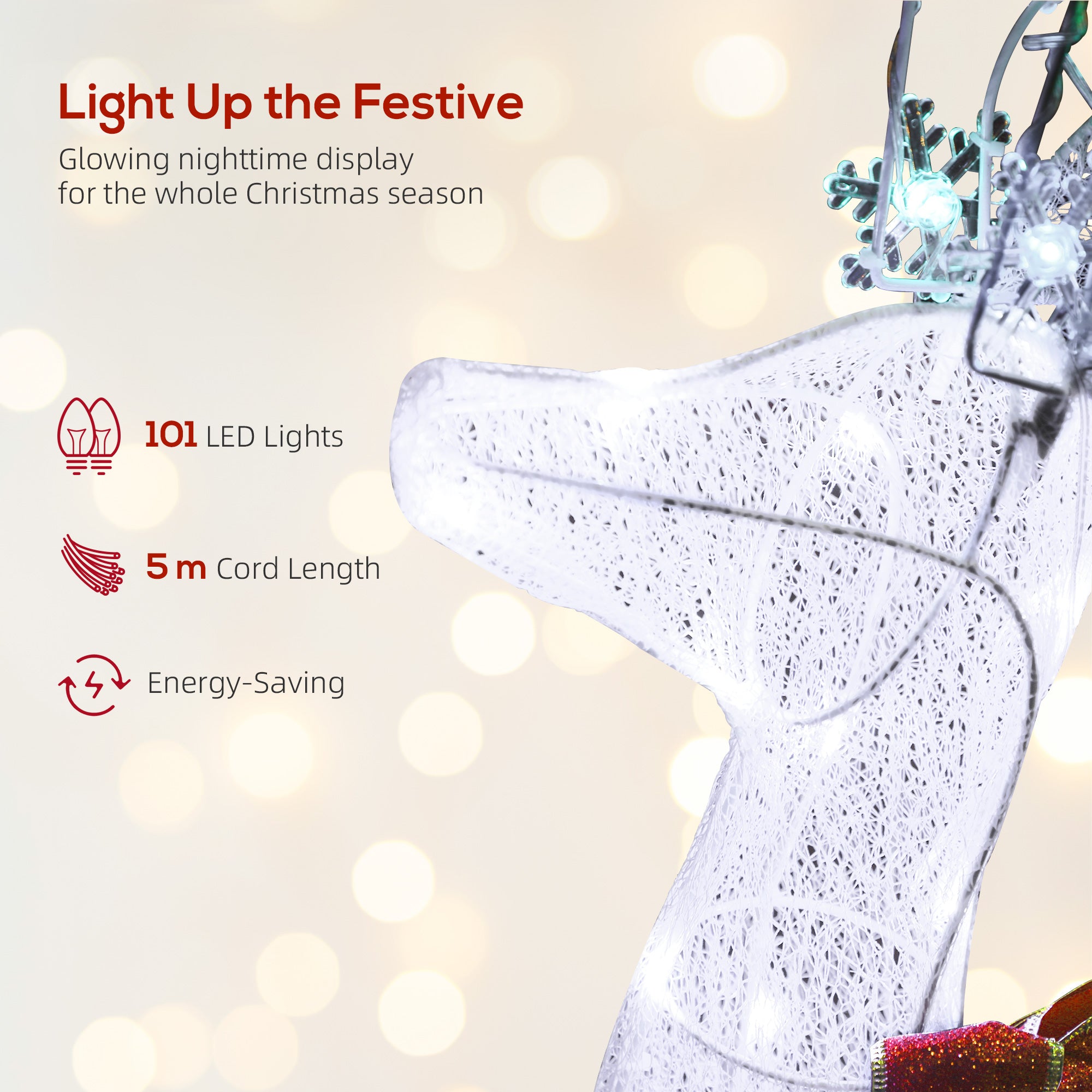 4.3ft Lighted Christmas Reindeer - RGB & Warm White LED-Home Furnishings > Holiday & Seasonal > Christmas Decorations-DECOROLALA