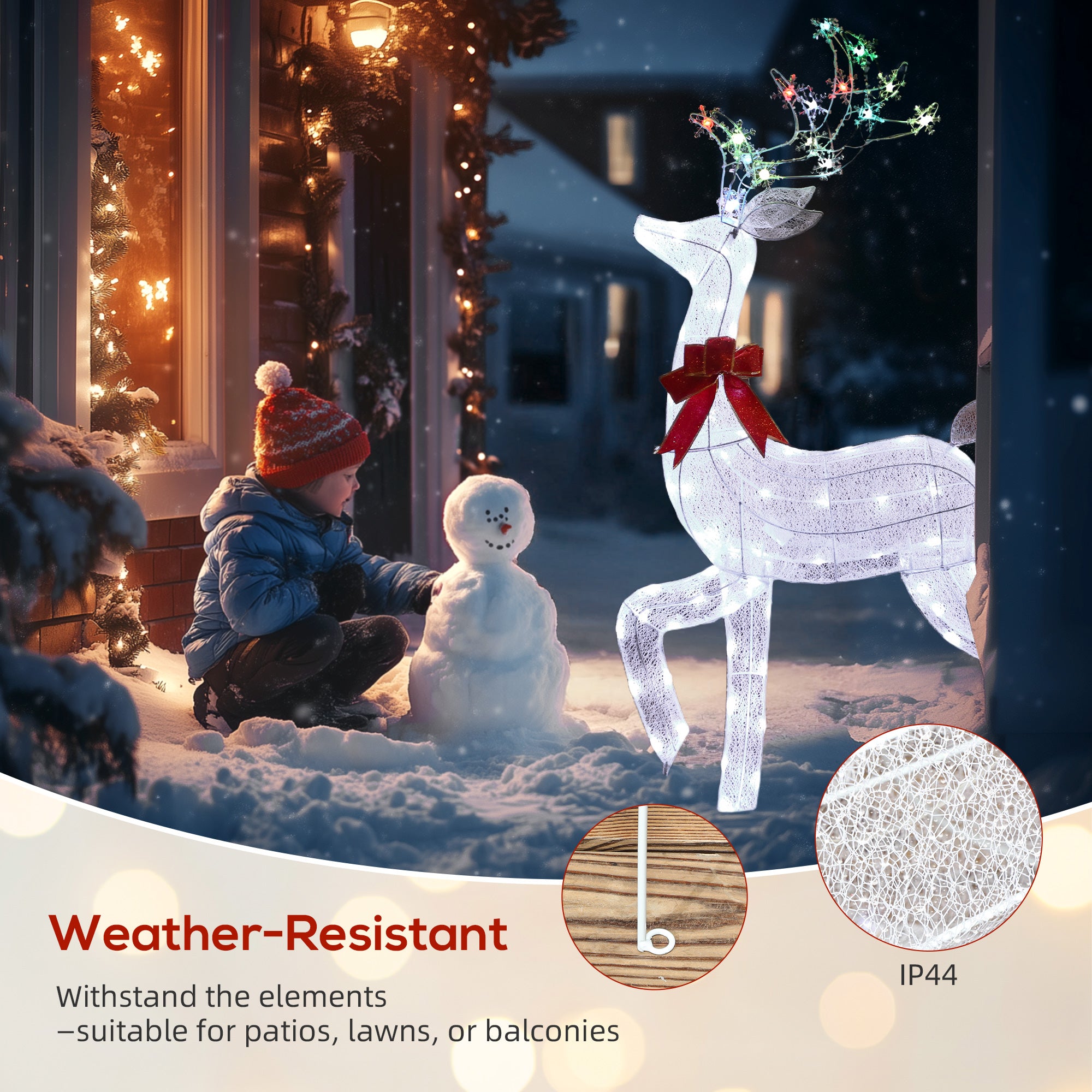 4.3ft Lighted Christmas Reindeer - RGB & Warm White LED-Home Furnishings > Holiday & Seasonal > Christmas Decorations-DECOROLALA