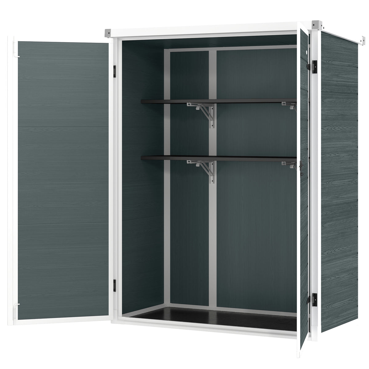 4.4' x 2.3' Plastic Outdoor Storage Shed - Grey-Patio & Garden > Lawn & Garden > Sheds-DECOROLALA