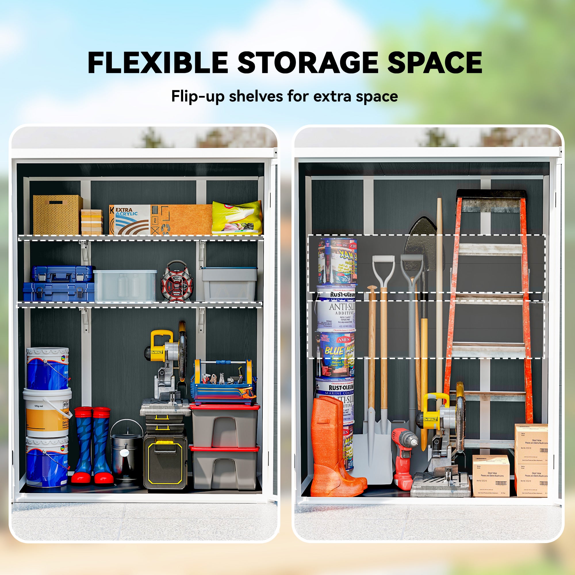4.4' x 2.3' Plastic Outdoor Storage Shed - Grey-Patio & Garden > Lawn & Garden > Sheds-DECOROLALA