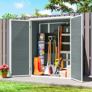4.4' x 2.3' Plastic Outdoor Storage Shed - Grey-Patio & Garden > Lawn & Garden > Sheds-DECOROLALA