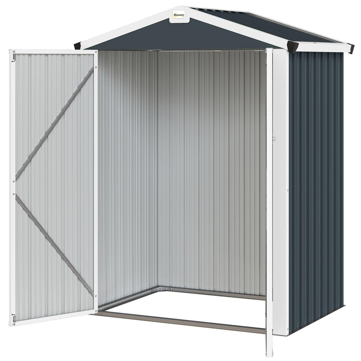 4.4' x 3' Outdoor Storage Shed - Dark Grey Metal Garden Shed-Patio & Garden > Lawn & Garden > Sheds-DECOROLALA