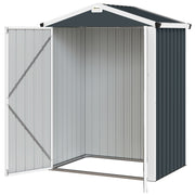 4.4' x 3' Outdoor Storage Shed - Dark Grey Metal Garden Shed-Patio & Garden > Lawn & Garden > Sheds-DECOROLALA
