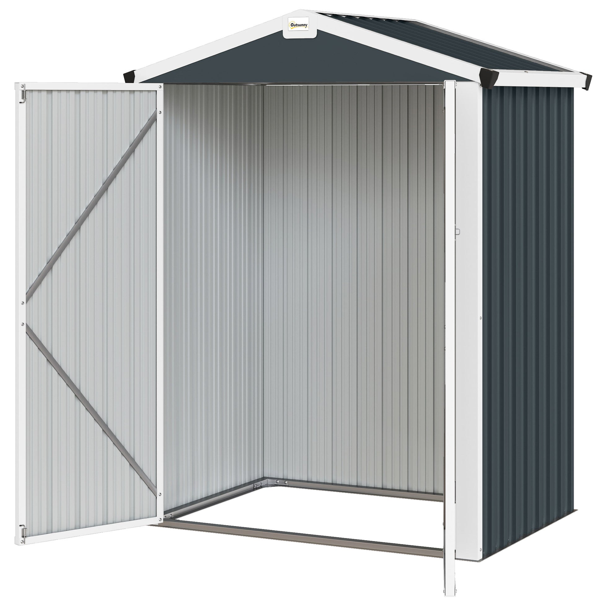 4.4' x 3' Outdoor Storage Shed - Dark Grey Metal Garden Shed-Patio & Garden > Lawn & Garden > Sheds-DECOROLALA