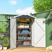 4.4' x 3' Outdoor Storage Shed - Dark Grey Metal Garden Shed-Patio & Garden > Lawn & Garden > Sheds-DECOROLALA