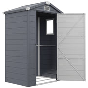 4.4' x 3.3' Plastic Garden Storage Shed - Dark Grey-Patio & Garden > Lawn & Garden > Sheds-DECOROLALA