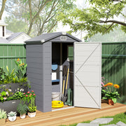 4.4' x 3.3' Plastic Garden Storage Shed - Dark Grey-Patio & Garden > Lawn & Garden > Sheds-DECOROLALA