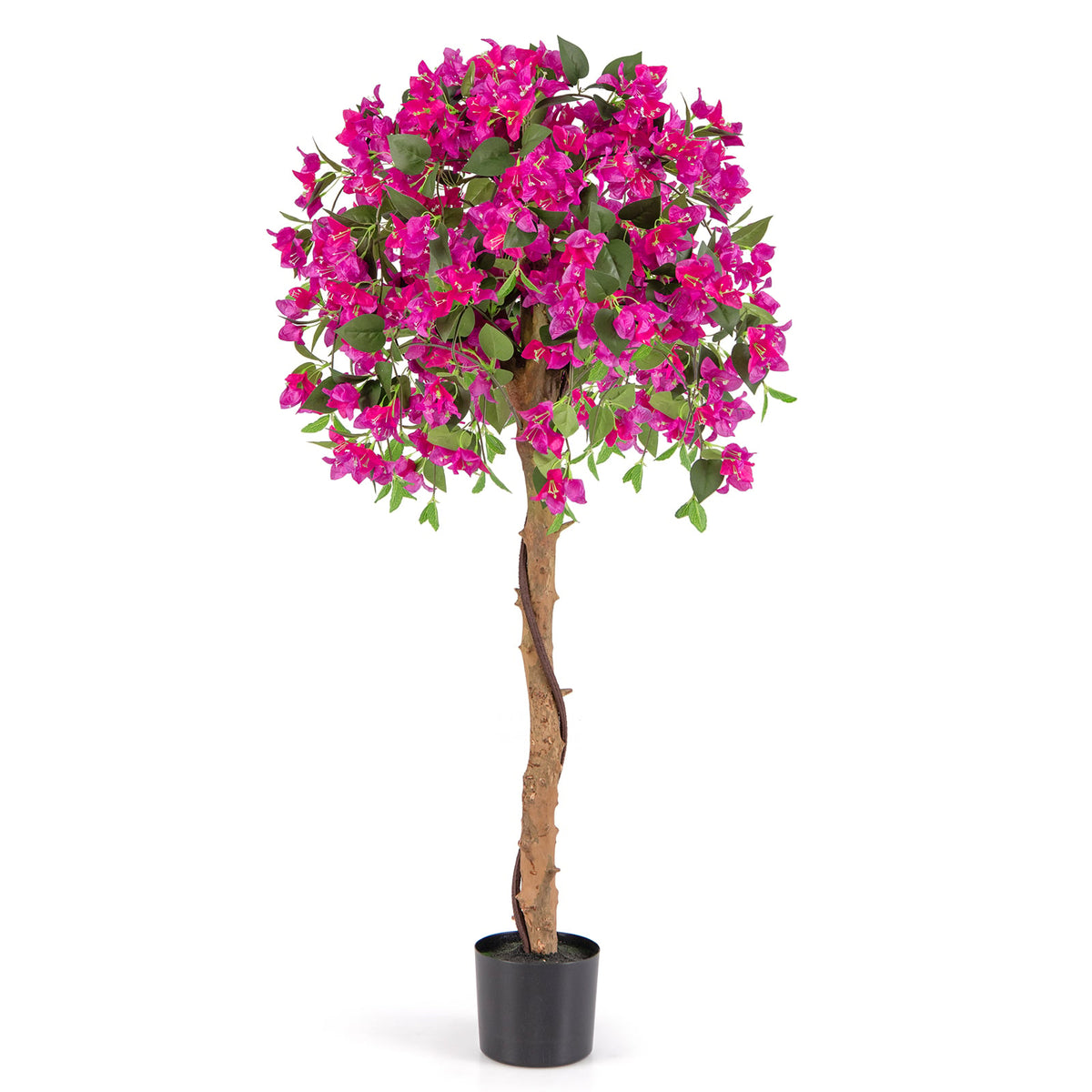 4.5 Feet Artificial Azalea Tree with Cement Pot-Red-Artificial Plants-DECOROLALA